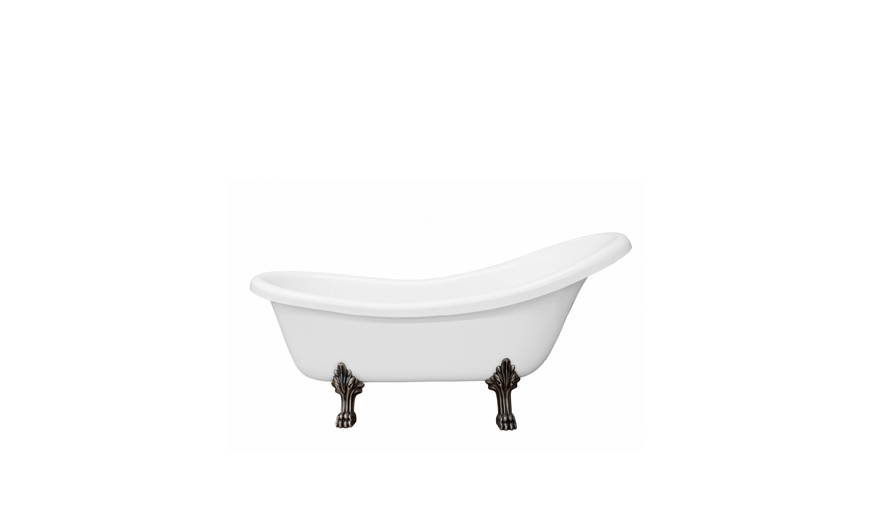 Classic white bathtub with legs on a white background